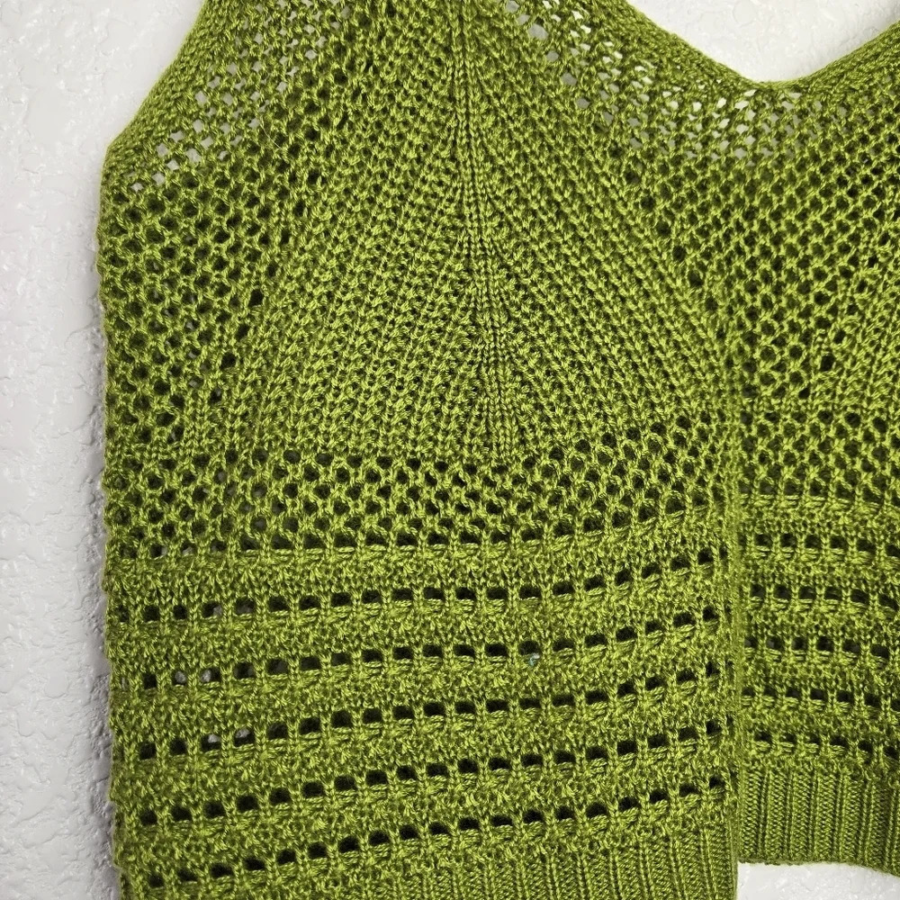 Almost Famous Crochet Crop Top Green Size Medium Festival Resort Cruise - Picture 8 of 8
